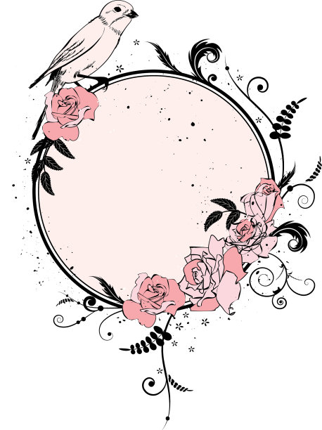 框架与玫瑰和鸟图片下载