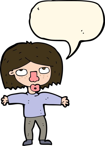 卡通女孩抬头看泡泡说话图片下载