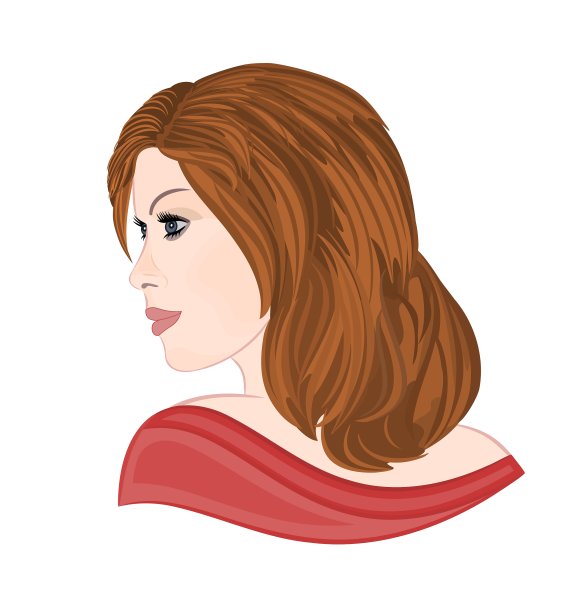 女孩与棕色头发优雅画像图片下载