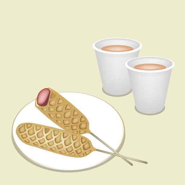 一次性杯热咖啡和玉米热狗图片下载