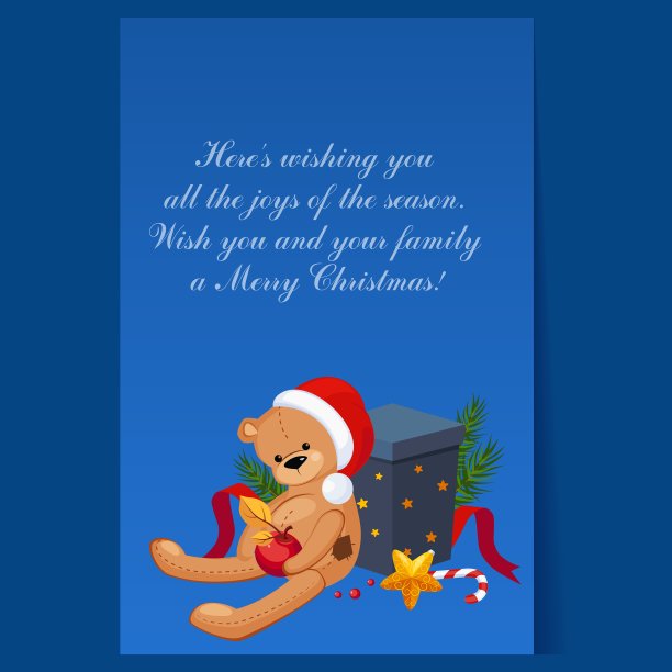 可爱的泰迪熊戴着圣诞帽坐在附近图片下载