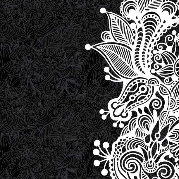 黑白相间的花卉图案图片下载