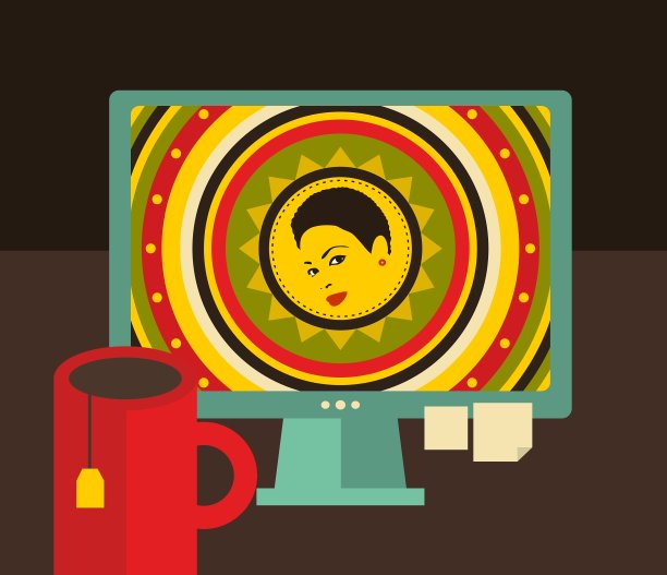 电脑屏幕的复古颜色图片下载