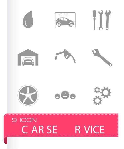 黑色汽车服务图标集图片下载