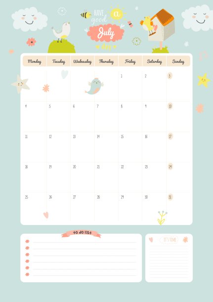 可爱的日历日记2016与季节的主题图片下载