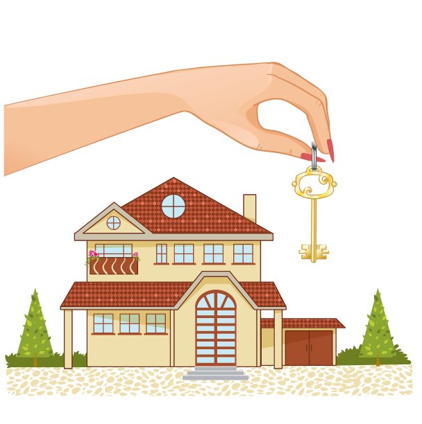女人手里拿着房子钥匙和小屋图片下载