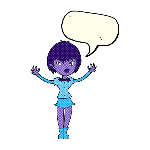 卡通吸血鬼女孩与语音泡泡图片下载