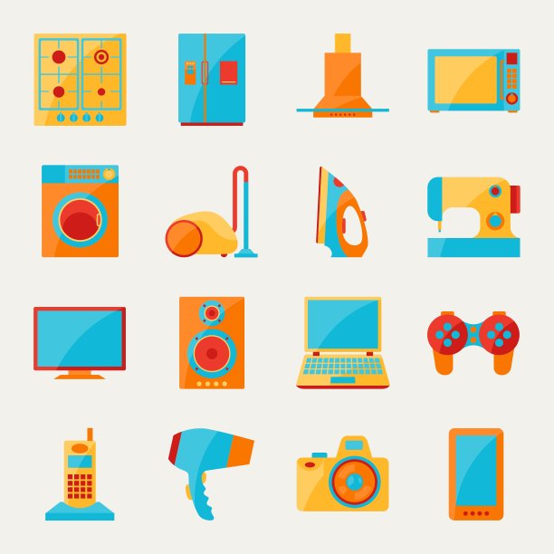一套家用电器和电子图标图片下载