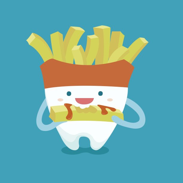 牙齿配薯条图片下载