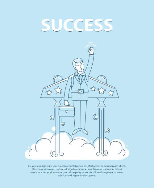 商人乘着喷气背包飞向成功的彼岸图片下载