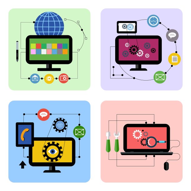 业务流程概念图标设置为平面设计图片下载