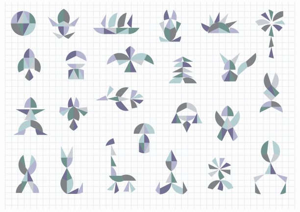 一组不同的物体和形状在一个白色的bac图片下载