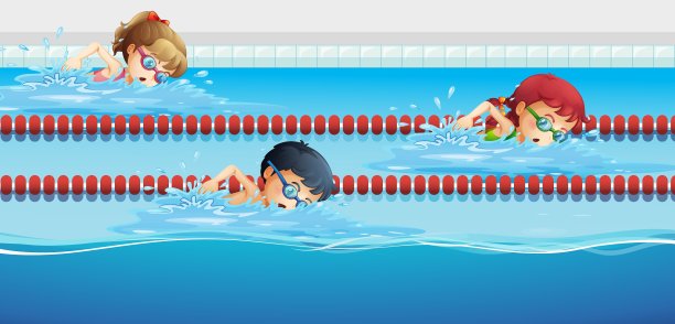 游泳运动员在游泳池里赛跑图片下载