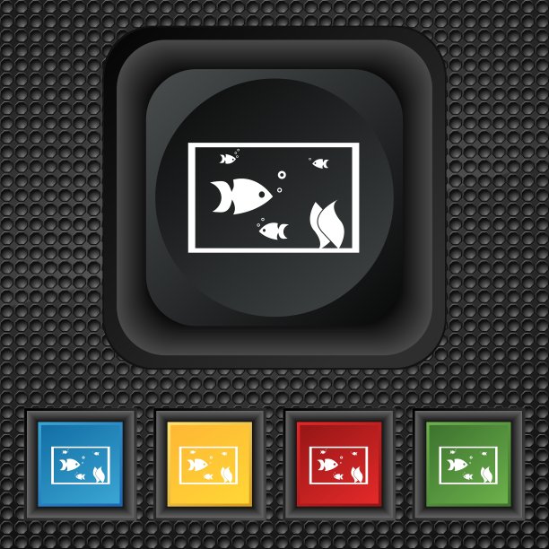 水族鱼在水的图标标志符号符号平方图片下载