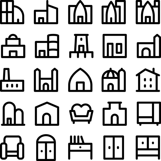 建筑物和家具的图标图片下载
