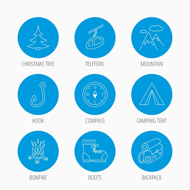 山钓钩和登山靴的图标图片下载