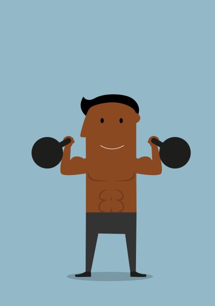 强壮的运动员用壶铃做运动图片下载