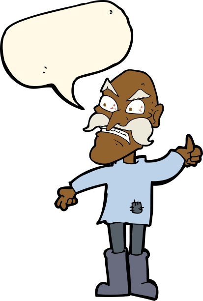 卡通愤怒的老人穿着打补丁的衣服图片下载