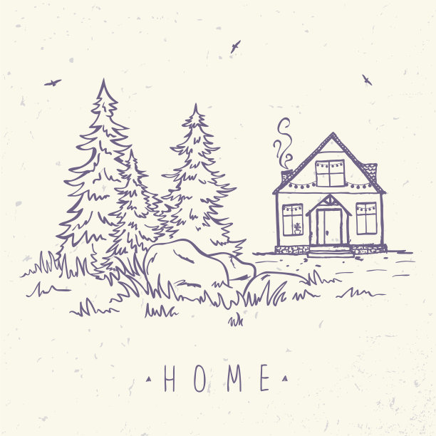 房子和云杉图片下载