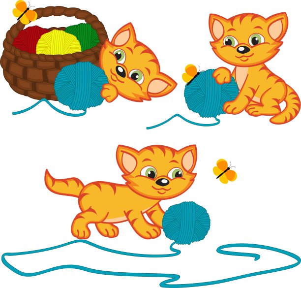 小猫在玩毛线球图片下载