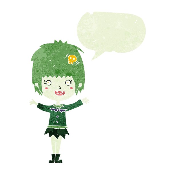 卡通快乐的吸血鬼女孩与言语泡泡图片下载