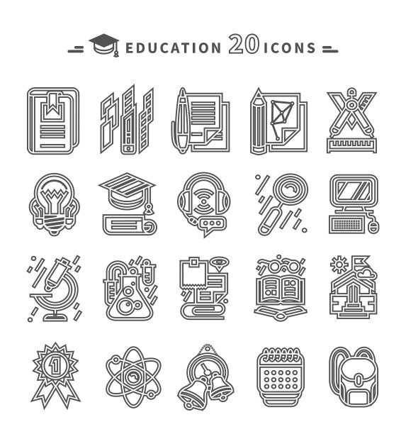 白色背景上的教育图标图片下载