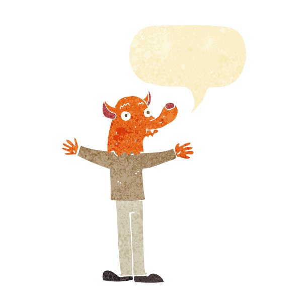 卡通友好的狐狸人与讲话泡泡图片下载