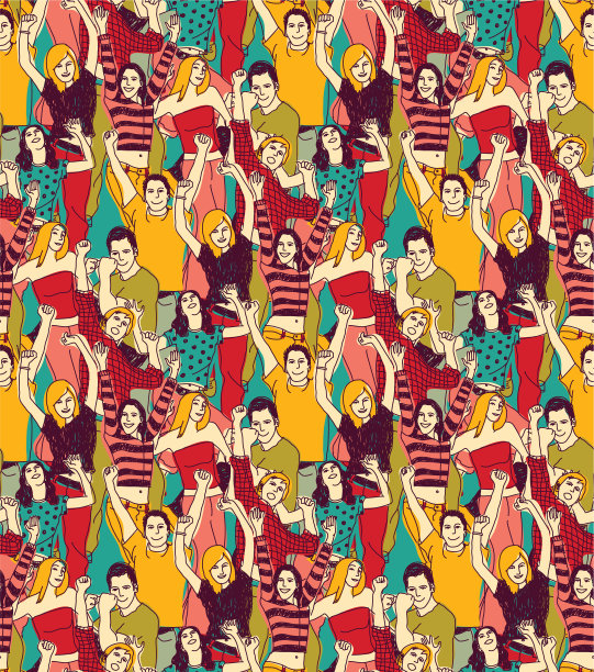 人群活跃快乐人无缝色彩图案图片下载