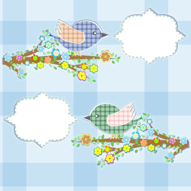 树枝下有两只鸟的贺卡图片下载