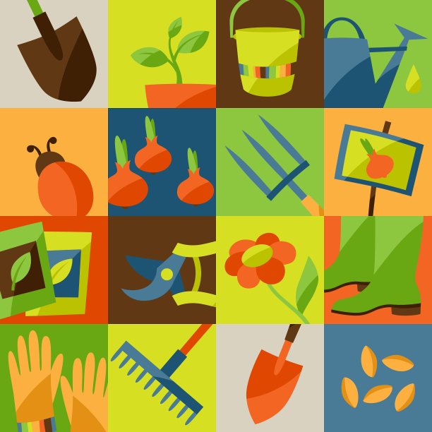 背景与园林设计元素和图标图片下载