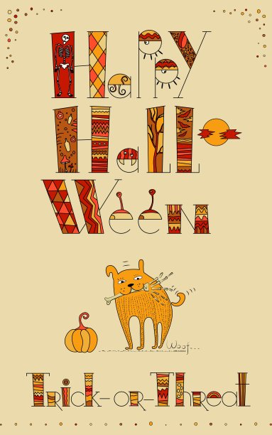 万圣节卡片的涂鸦设计图片下载