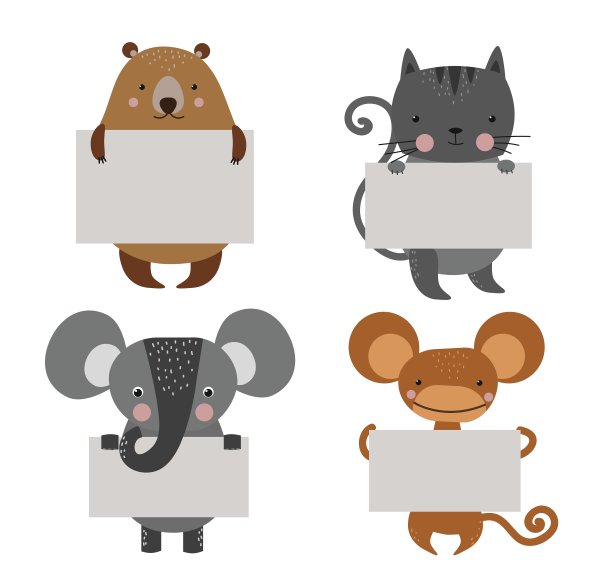 野生动物动物园横幅卡通套装图片下载