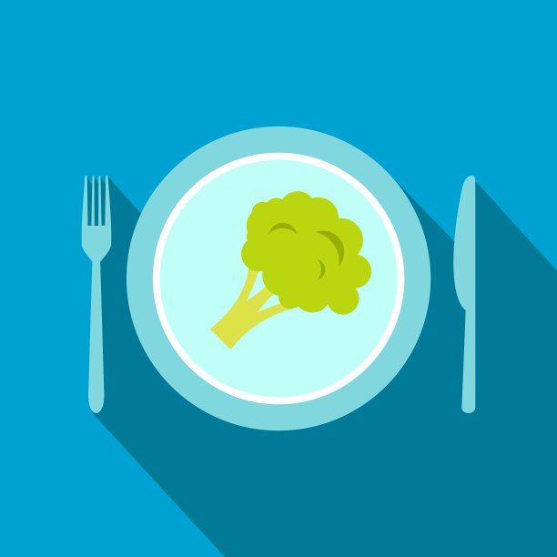 蓝色的盘子上有一块西兰花的图标图片下载