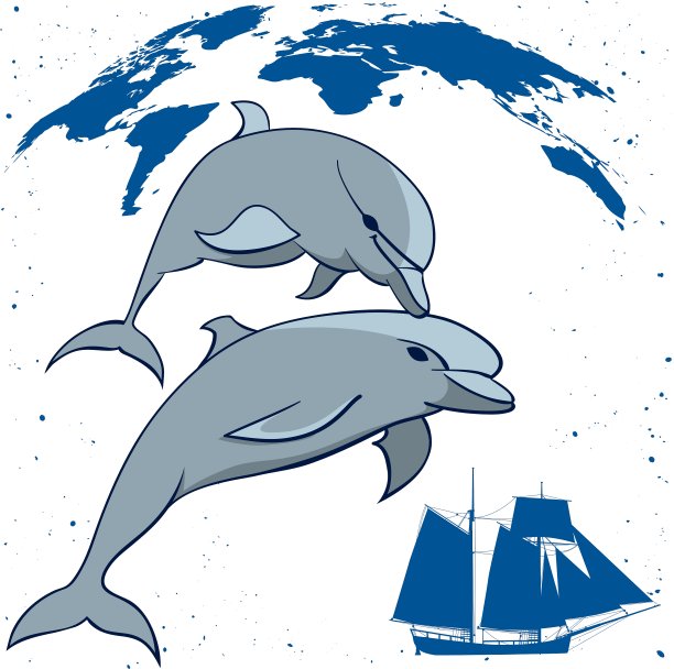 海豚和高船图片下载