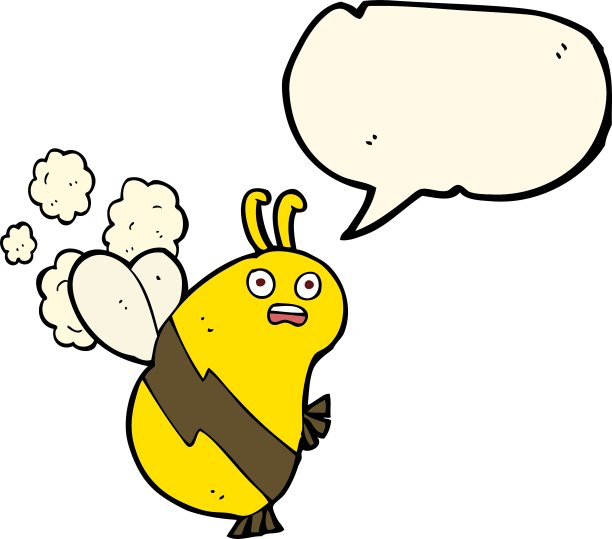 有趣的卡通蜜蜂与讲话气泡图片下载