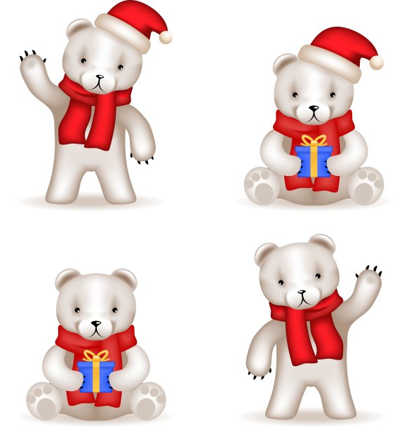 泰迪熊幼崽新年逼真的3d图标集图片下载
