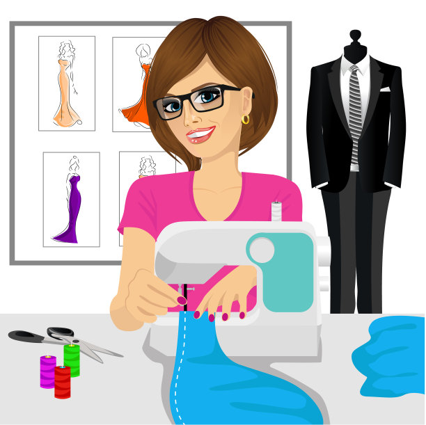 使用缝纫机的女裁缝图片下载