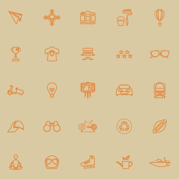 时髦的线条图标橙色图片下载