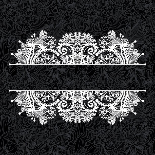 黑白相间的花卉图案图片下载