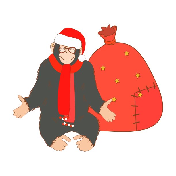 孤立的圣诞猴子图片下载