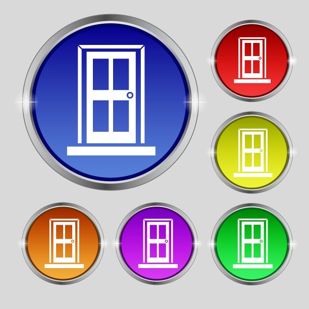 门上的图标标志上的圆形符号鲜艳夺目图片下载