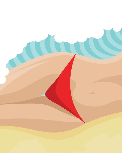 性感的腹部在海滩上图片下载