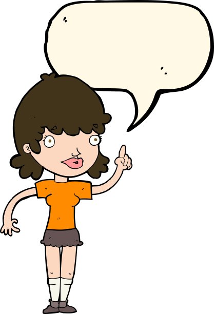 卡通女人用思想和言语泡泡图片下载