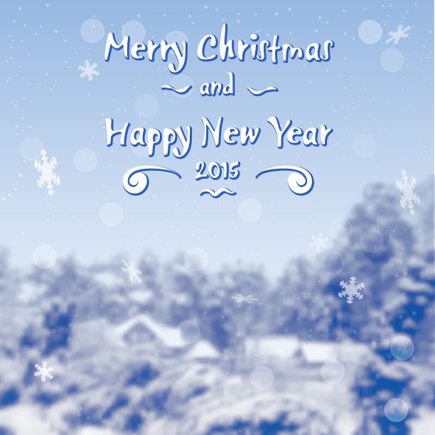 蓝色冬日村庄背景图片下载