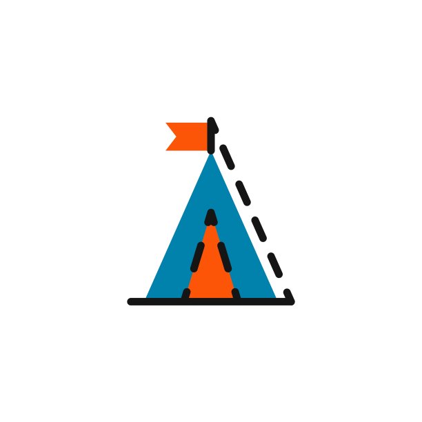 彩色线图标为平面设计露营图片下载