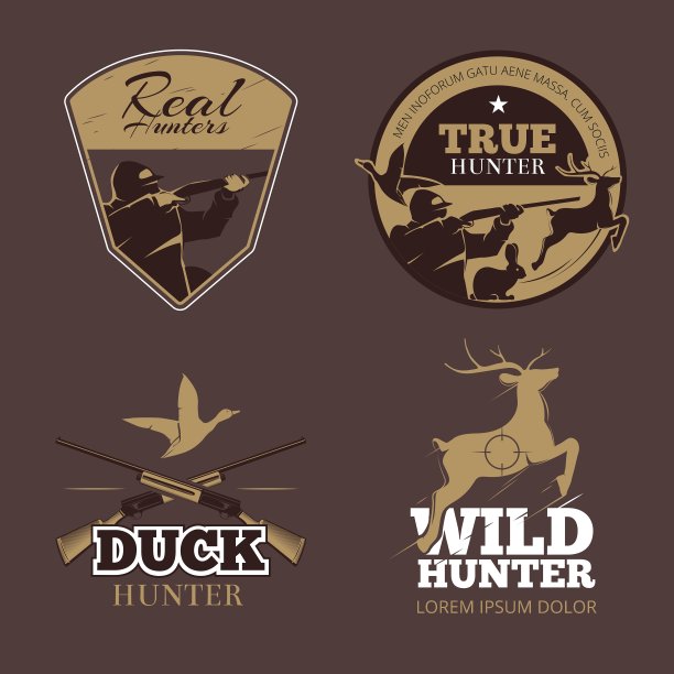 复古颜色狩猎标签集图片下载