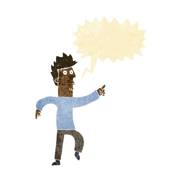 卡通着急的男人指着说话气泡图片下载