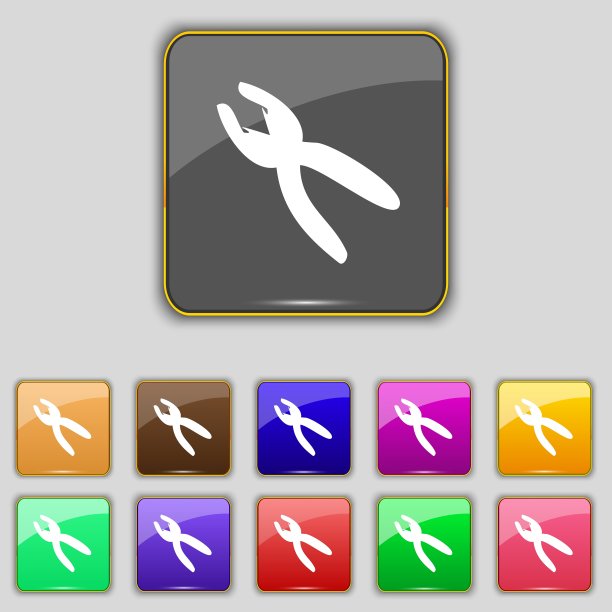 钳子图标标志一套十一个颜色的按钮图片下载