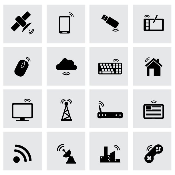 黑色无线图标套装图片下载