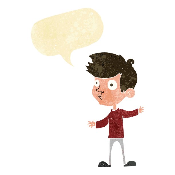 卡通好奇的男孩说话泡泡图片下载